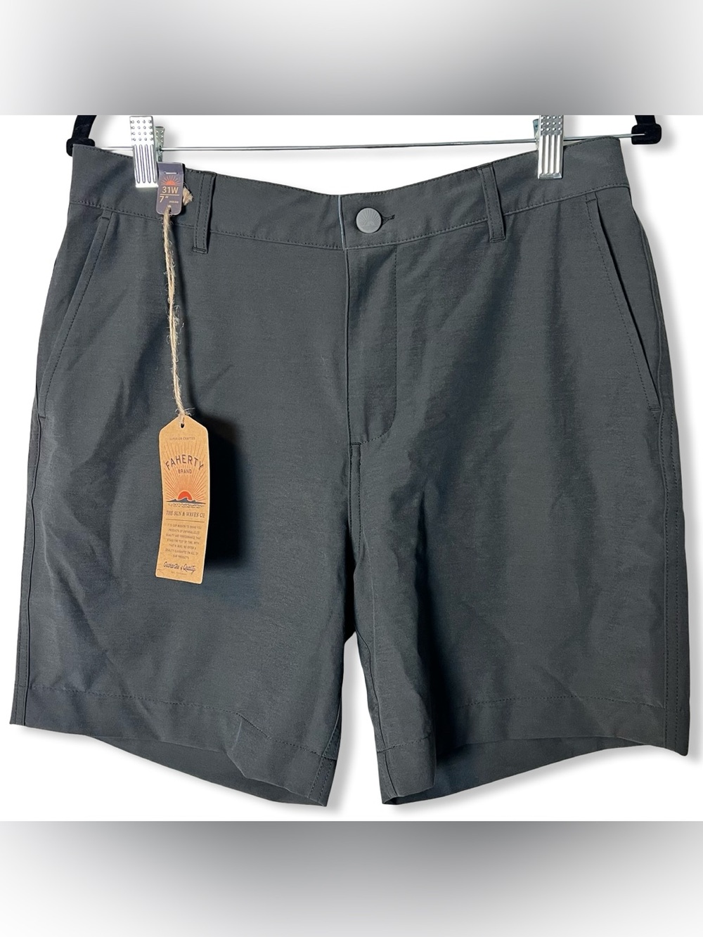 Faherty All Day Short 2.0 NWT Mens 7” Mountain Coal Sleet Gray Sz 31